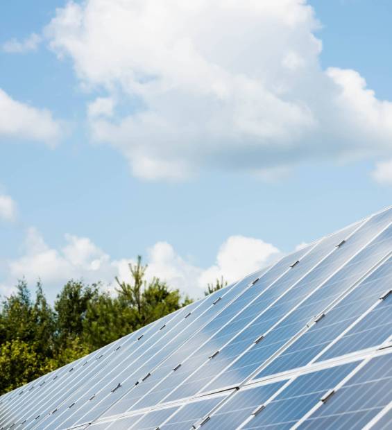 cloudy sky and blue solar energy batteries with copy space cloudy sky and blue solar energy batteries with copy space