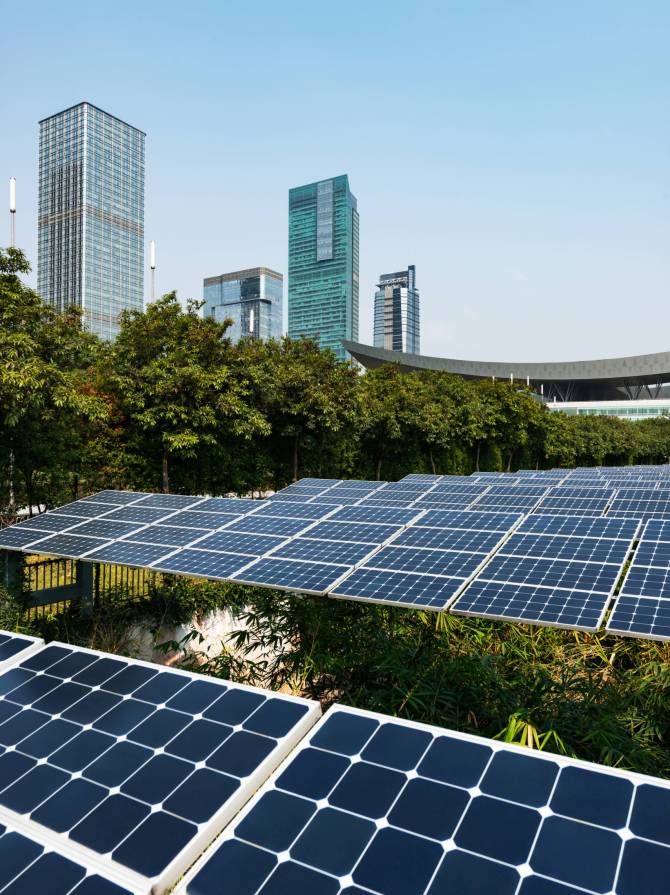 Solar panels in city Solar panels in the city
